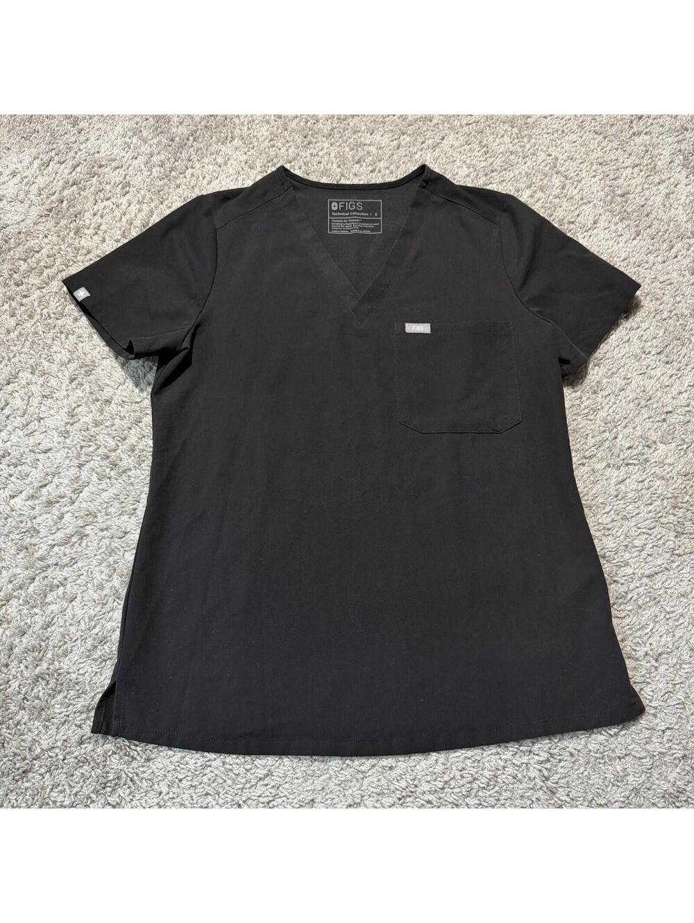 FIGS Scrub Top Womens Catarina One Pocket Technical FW1000 Black Small